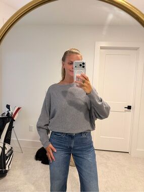 Gray Batwing Long-Sleeve Women's Top